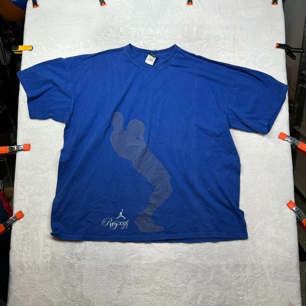 Vintage Jordan Respect 23 T-Shirt Men's Blue Graphic Short Sleeve‎ Y2K - 3XL